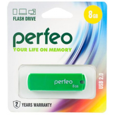 Большое фото товара - ФЛЕШ-накопитель (USB) PERFEO  8GB C05 Зеленый, 12-101252. Вариант №1