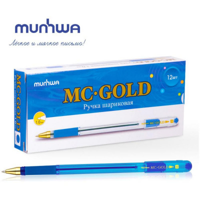 Большое фото товара - Ручка шариковая MC GOLD синяя 1.0мм BMC10-02 MunHwa, 12-102035. Вариант №1