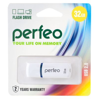 Большое фото товара - ФЛЕШ-накопитель (USB) PERFEO 32GB C09 Белый PERFEO, 12-102850. Вариант №1