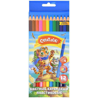 Большое фото товара - Карандаши пластиковые 12цв ЦКП12КР Creativiki, 12-104662. Вариант №1