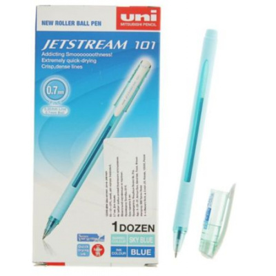 Большое фото товара - Ручка шариковая 0.7 мм SX-101-07FL "Jetstream" синяя бирюзовый корпус (120355) Uni Mitsubishi Pencil, 12-106722. Вариант №1