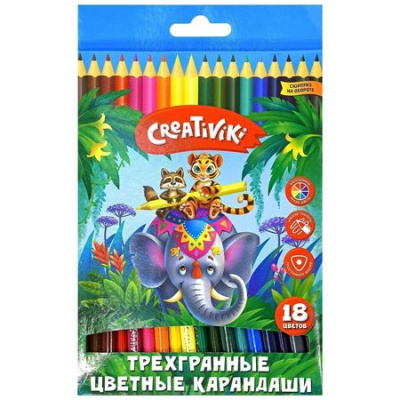 Большое фото товара - Карандаши 18цв трехгранные КЦТ18КР Creativiki, 12-118751. Вариант №1