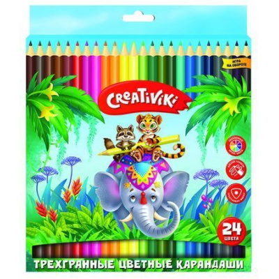 Большое фото товара - Карандаши 24цв трехгранные КЦТ24КР Creativiki, 12-118752. Вариант №1