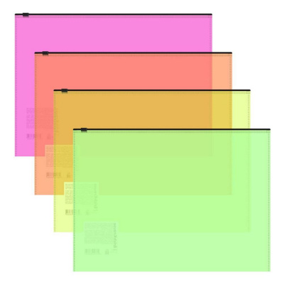 Большое фото товара - Папка на гибкой молнии А4 ZIP FIZZY Neon ассорти 47070 ErichKrause, 12-118820. Вариант №1