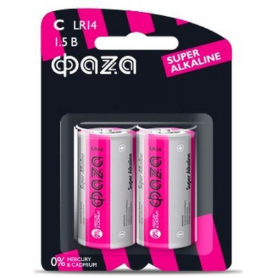 Большое фото товара - Элемент питания  LR14 2BL ФАZА Super Alkaline, 12-123466. Вариант №1