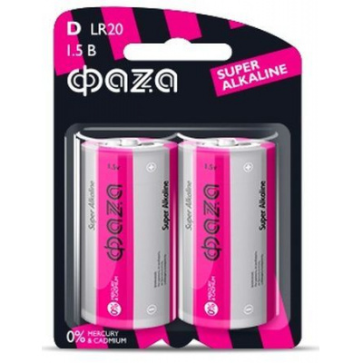 Большое фото товара - Элемент питания  LR20 2BL ФАZА Super Alkaline, 12-123467. Вариант №1