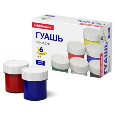 Большое фото товара - Гуашь  6цв 17мл 50543 Basic ErichKrause, 12-125867. Вариант №1