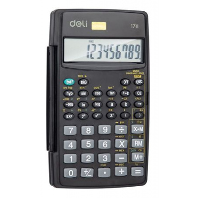 Большое фото товара - Калькулятор DELI научный 8+2 разряда E1711 125х77х16 мм черный (492335) Deli, 12-143011. Вариант №1