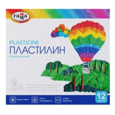 Большое фото товара - Пластилин  12цв 240 гр. "Классический" со стеком 281033 Гамма, 12-146034. Вариант №1