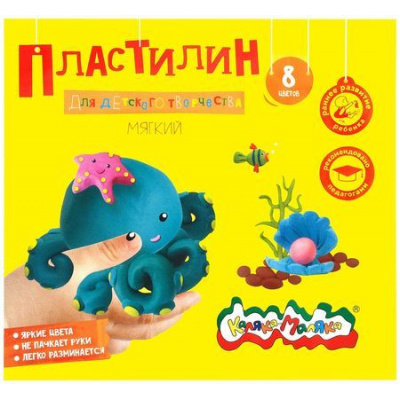 Большое фото товара - Пластилин   8цв 120 гр. со стеком 3+ ПКМ08-П Каляка-Маляка, 12-153760. Вариант №1