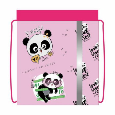 Большое фото товара - Сумка для сменной обуви 36х46 см СДС-33 "CUTE PANDA" Пчелка, 12-153960. Вариант №1