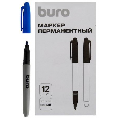 Большое фото товара - Маркер перманентный 2,5 мм Base синий круглый (1487337) BURO, 12-159889. Вариант №1
