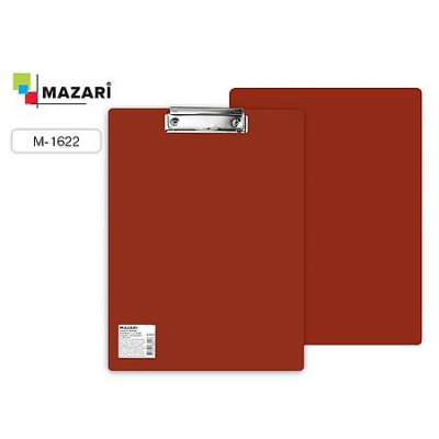 Большое фото товара - Планшет (доска с зажимом) А4 пластиковый, 1.5 мм, красный M-1622 Mazari, 12-161121. Вариант №1