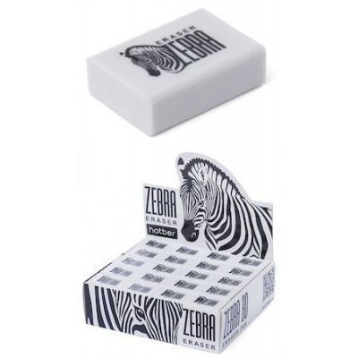 Большое фото товара - Ластик "Zebra" 26х18х8 мм (039515) 14231 Хатбер, 12-161194. Вариант №1