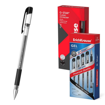 Большое фото товара - Ручка гелевая 0.5 мм G-Star® "Классика"54538 черная с резиновым хватом ErichKrause, 12-167190. Вариант №1