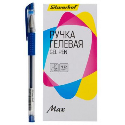 Большое фото товара - Ручка гелевая 0.5мм "Max" синяя, с грипом (1473056) SILWERHOF, 12-168902. Вариант №1