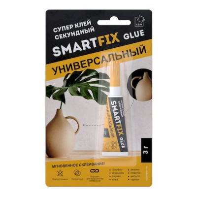 Большое фото товара - Клей моментальный СУПЕР 3 гр "SmartFix GLUE" на блистере GHS301B A.D.M, 12-171339. Вариант №1