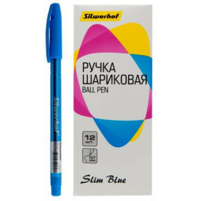 Большое фото товара - Ручка шариковая 0.7мм "Slim Blue" синяя (1464404) SILWERHOF, 12-172112. Вариант №1