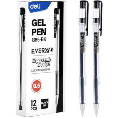 Большое фото товара - Ручка гелевая "Каждый раз/EveryU" G65-BK 0.5 мм черная (1872831) Deli, 12-175166. Вариант №1