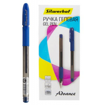 Большое фото товара - Ручка гелевая 0.5мм "Advance" синяя, с грипом 026182-01 (1184404) SILWERHOF, 12-175704. Вариант №1