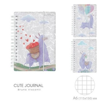 Большое фото товара - Блокнот на спирали А6+ 80л линия на резинке "CUTE JOURNAL MINI. ЛАВАНДОВЫЕ ЛАМЫ" 3-575/02 Bruno Visconti, 12-177666. Вариант №1