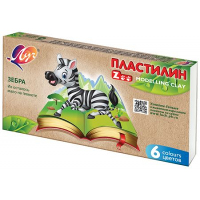 Большое фото товара - Пластилин   6цв 90 гр. "ЗООПАРК/ZOO" 30С 1810-08 Луч, 12-179378. Вариант №1