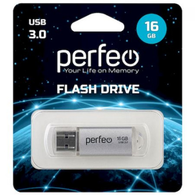 Большое фото товара - ФЛЕШ-накопитель (USB)3.0 PERFEO 32GB C14 Серия "Серебряный металл", 12-183280. Вариант №1