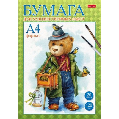 Большое фото товара - Папка для рисования А4 20л "Мишка с птичками" 120г/м2 (085647) 29782 Хатбер, 12-183845. Вариант №1