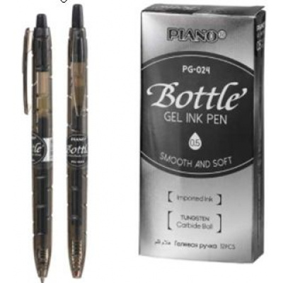 Большое фото товара - Ручка гелевая автоматическая "Piano BOTTLE" 0.5 мм черная, PG-024/черн/ Piano, 12-184056. Вариант №1