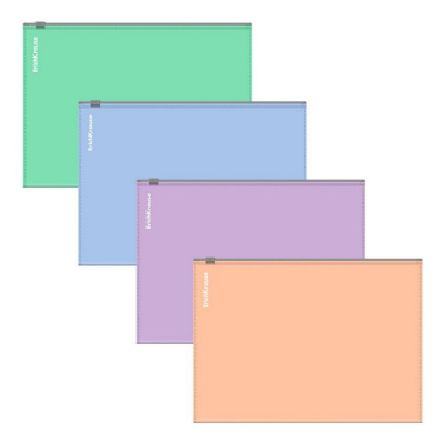Большое фото товара - Папка на гибкой молнии А5+ 61170 Matt Pastel Bloom непрозрачная, ассорти ErichKrause, 12-184743. Вариант №1