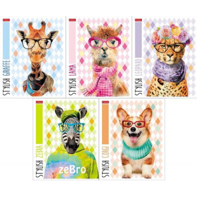 Большое фото товара - Тетрадь  48л клетка "Stylish animals" (086323) Хатбер, 12-186830. Вариант №1