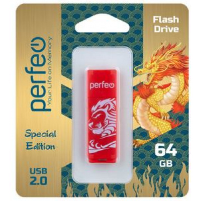 Большое фото товара - ФЛЕШ-накопитель (USB) PERFEО  64GB C04 Красный Лев, 12-187575. Вариант №1