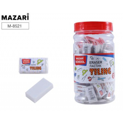 Большое фото товара - Ластик "Плитки/TILING" белый, ПВХ 33х17х9 мм M-8521 Mazari, 12-187810. Вариант №1