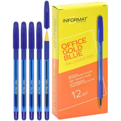 Большое фото товара - Ручка шариковая масляная 0.5мм "ОФИСНАЯ ЗОЛОТАЯ/Office Gold Blue" синяя OPR04-03-BB inФОРМАТ, 12-188323. Вариант №1