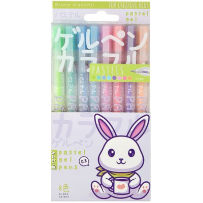 Большое фото товара - Набор гелевых ручек  8цв "PASTELS.KAWAII ANIMALS" 0.8мм 20-0370 Bruno Visconti, 12-188709. Вариант №1