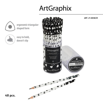 Большое фото товара - Карандаш пластиковый  "СЕРДЕЧКИ/ArtGraphix" трехгранный НВ 21-0038/25 Bruno Visconti, 12-189714. Вариант №1