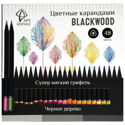 Большое фото товара - Карандаши 48цв трехгранные "Черное дерево/Blackwood" супермягкие черное дерево AF03-051-48 ARTформат, 12-192176. Вариант №1