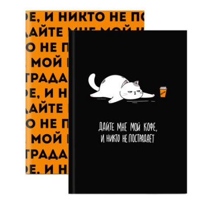 Большое фото товара - Записная книжка А6+ 96л клетка ЛАЙТ "ФРАЗЫ С ХАРАКТЕРОМ. КОТ" 68037 Феникс, 12-193655. Вариант №1
