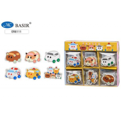 Большое фото товара - Ластик фигурный "Машинки-зверюшки" 46х35 мм ER-8111 Basir, 12-193883. Вариант №1