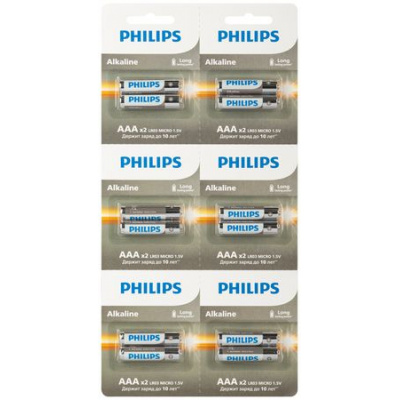 Большое фото товара - Элемент питания LR03  2BL Philips Entry отрывной 2х6, 12-194985. Вариант №1