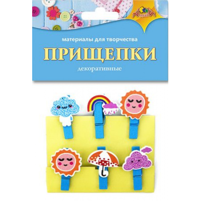 Большое фото товара - Декоративные прищепки "Солнышко и тучка" С3574-17 АппликА, 12-195665. Вариант №1