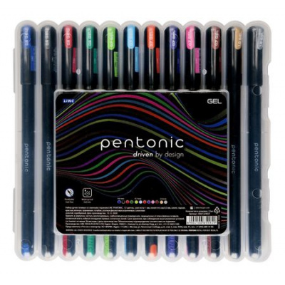Большое фото товара - Набор гелевых ручек 12цв PENTONIC 0.6мм 856/12/ ASST LINC, 12-196194. Вариант №1