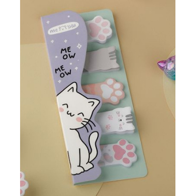 Большое фото товара - Закладки фигурные с клеевым краем "Meow paw" 20л. MS_54265 MESHU, 12-196945. Вариант №1
