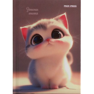 Большое фото товара - Записная книжка А7 64л клетка "МИЛЫЙ КОТЁНОК - 2" 64-1686 Проф-Пресс, 12-198363. Вариант №1