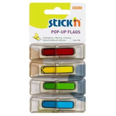 Большое фото товара - Закладки с клеевым краем Stick`n 12х45 мм 4цв х 30л Z-сложение 26018 (822803) Hopax, 12-199938. Вариант №1