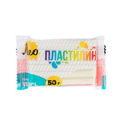 Большое фото товара - Пластилин  50гр. "Учись" белый LNMC-50 Лео, 12-201890. Вариант №1