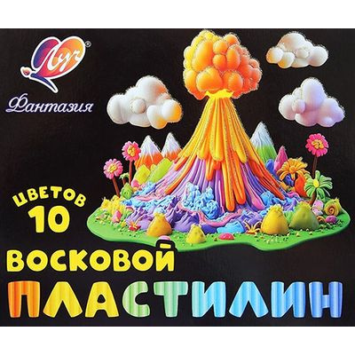 Большое фото товара - Пластилин восковой 10цв 150гр. "Фантазия" (классический+ флуоресцентный) 35С 2301-08 Луч, 12-201959. Вариант №1