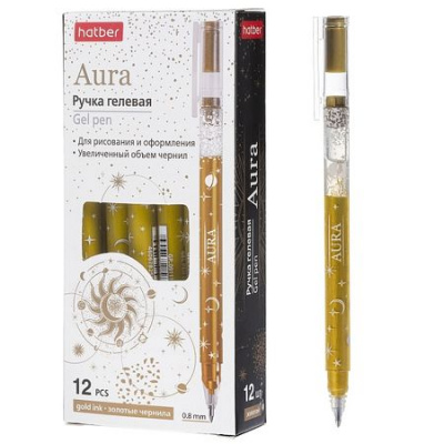 Большое фото товара - Ручка гелевая "АУРА/Aura" 0.8 мм Золото (091117) Хатбер, 12-202058. Вариант №1