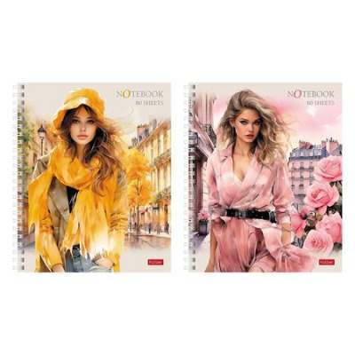 Большое фото товара - Тетрадь  80л клетка на спирали Soft-touch "Незнакомки" (087209) 80Т5лВ1гр Хатбер, 12-202945. Вариант №1