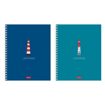Большое фото товара - Тетрадь  96л клетка на спирали Soft-touch "Lighthouse" (089770) 96Т5лВ1гр Хатбер, 12-202959. Вариант №1